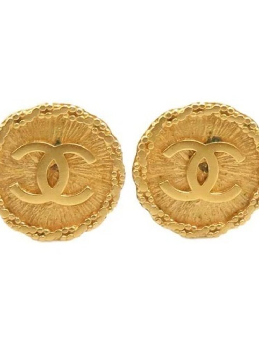 Auth CHANEL Vintage CC Logo Clip on Earrings Gold Metal - e61630k